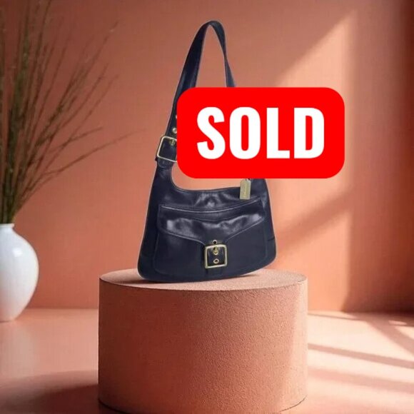 Coach Vintage Saddle Hippie Legacy 9340 Black Leather Buckle Shoulder Bag - Picture 1 of 13